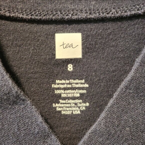 Tea Collection Girls Size 8 Navy Long Sleeve Dress Tunic Pink Floral Print - Picture 2 of 4